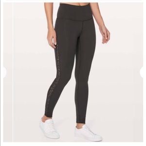 Lululemon leggings black w lace side panel